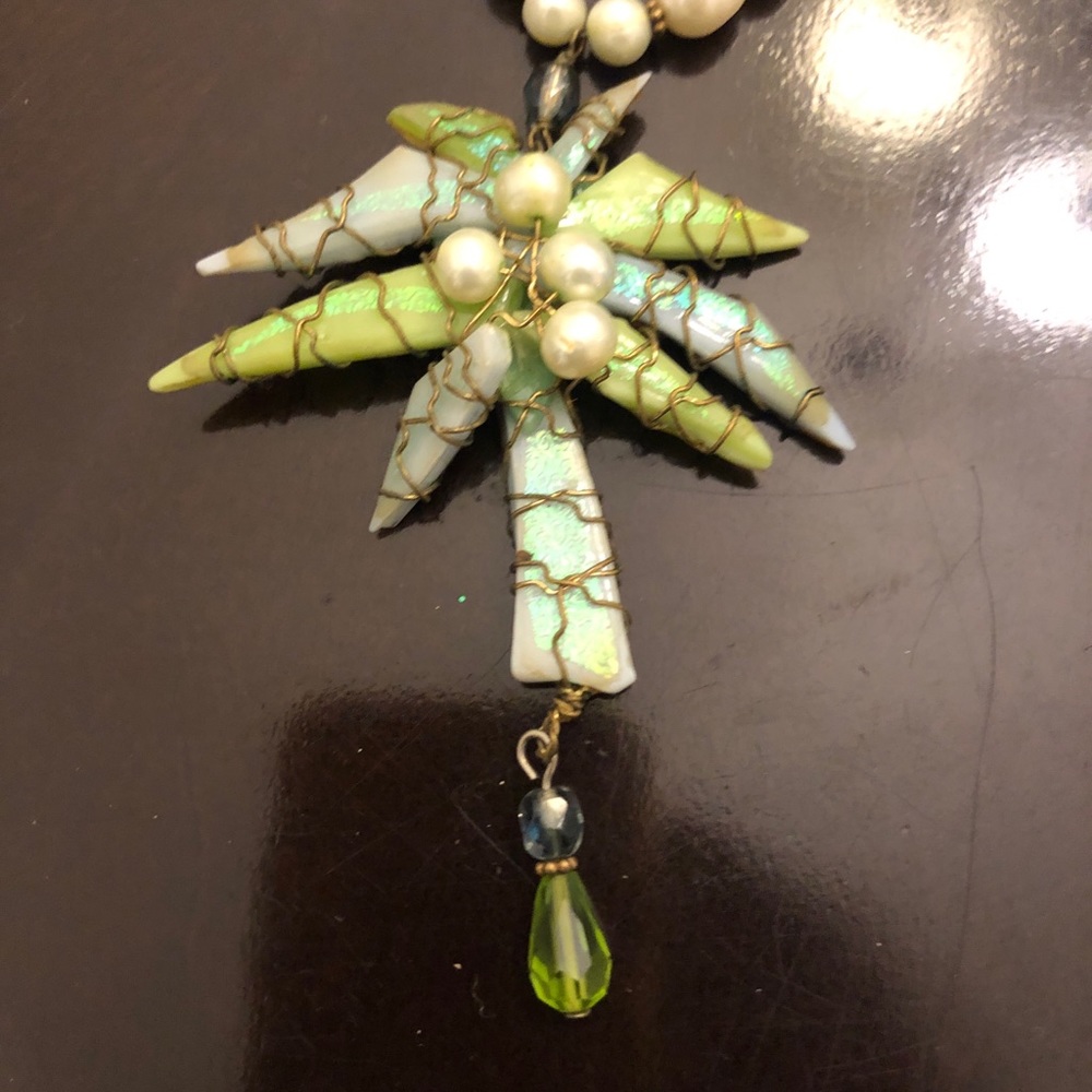 Fused glass palm tree necklace